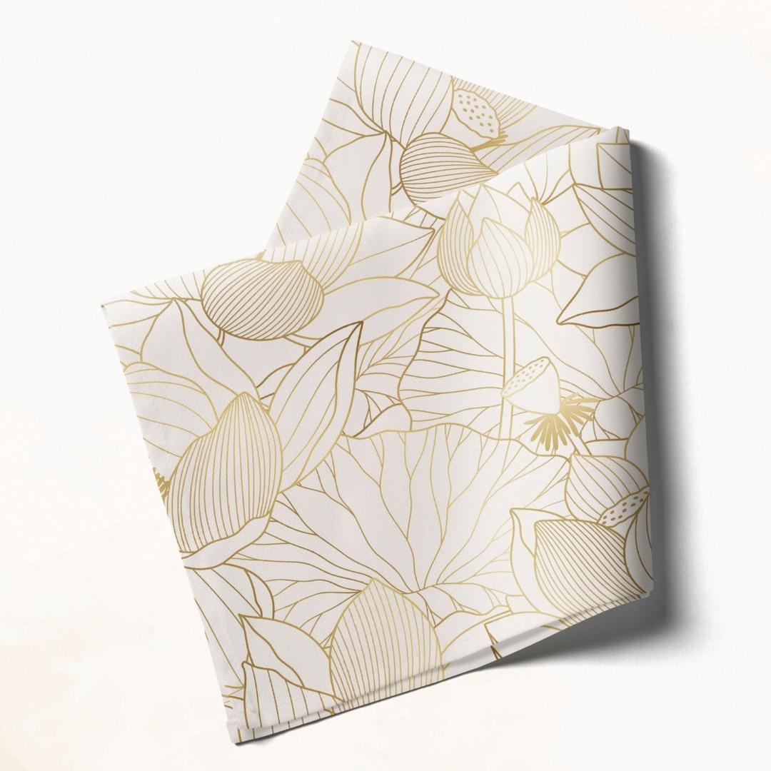 Golden Lotus Outline: Napkins 18" X 18" - Pack Of 20