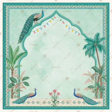 Aqua Mughal Palace Arch Square Backdrop