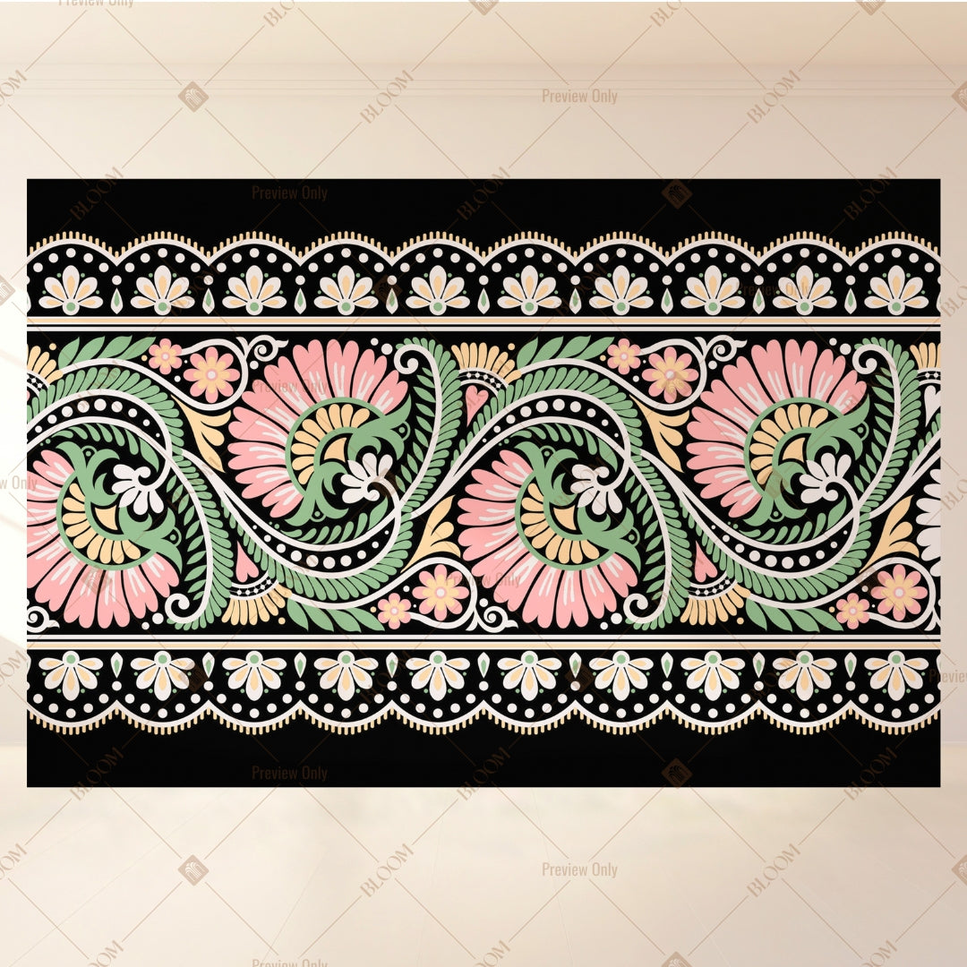 Boho Paisley Border Portrait Rectangle Backdrop
