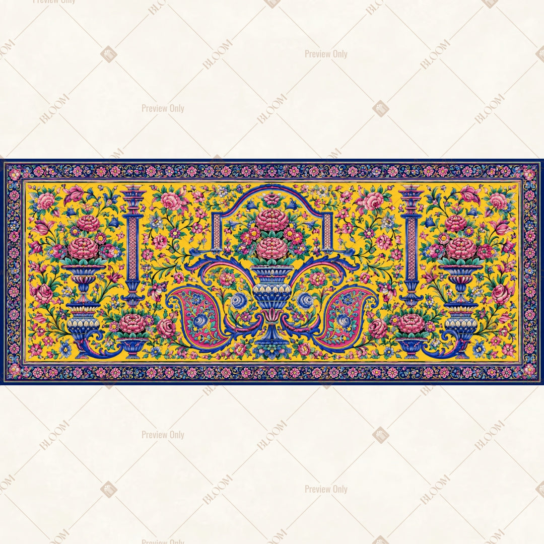 Royal Paisley Pattern Border Wide Backdrop