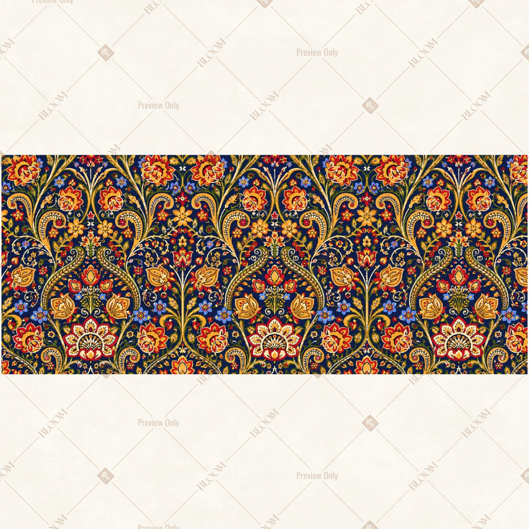Colorful Folk Art Pattern Border Wide Backdrop