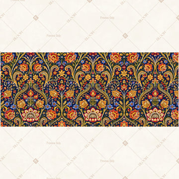 Colorful Folk Art Pattern Border Wide Backdrop