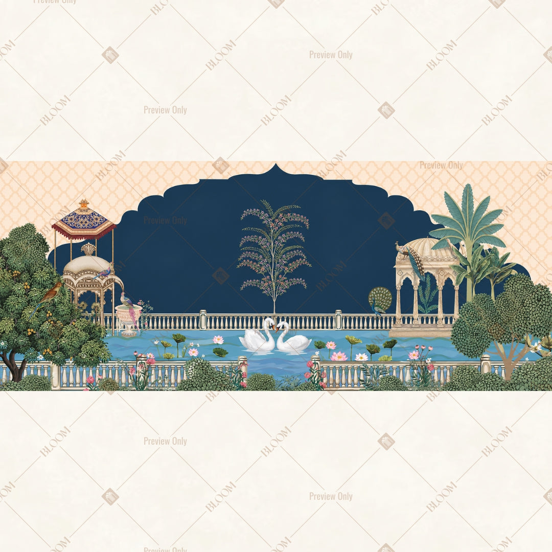 Royal Black Palace Border Wide Backdrop
