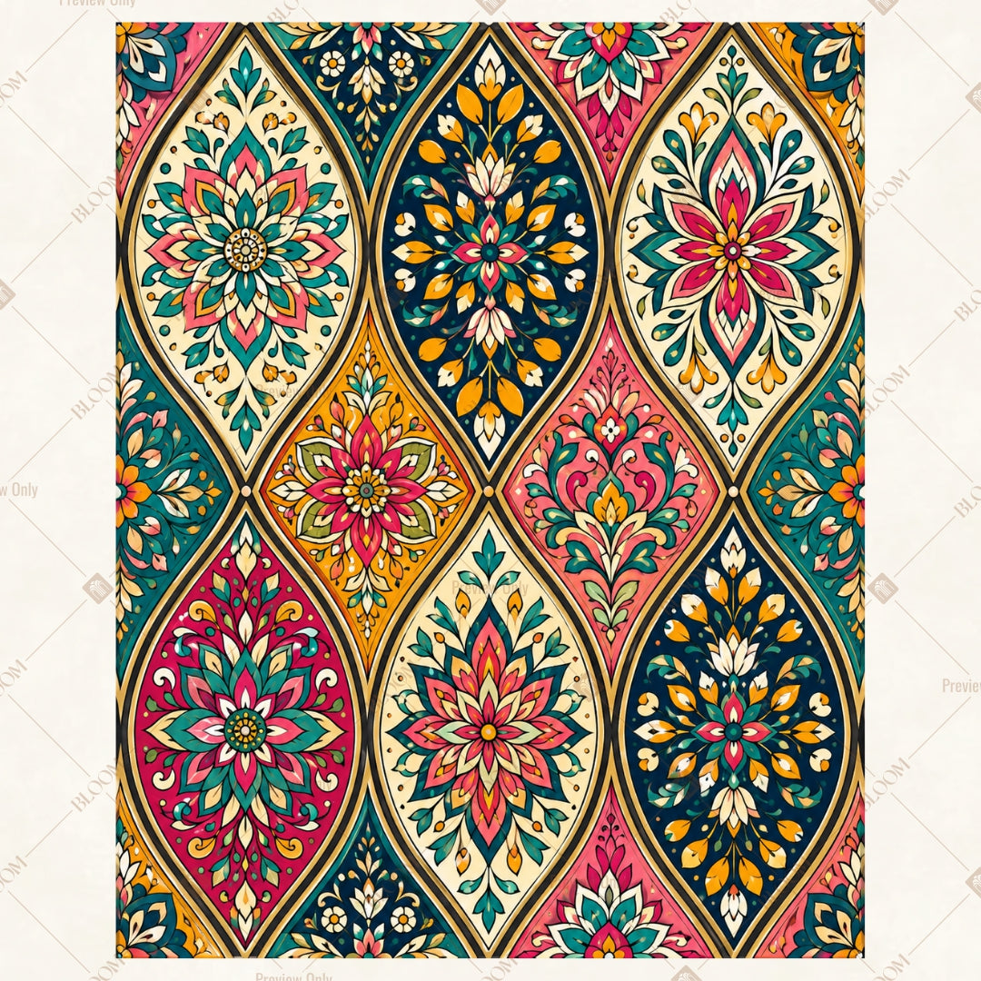 Colorful Boho Pattern Portrait Rectangle Backdrop