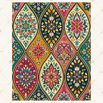 Colorful Boho Pattern Portrait Rectangle Backdrop