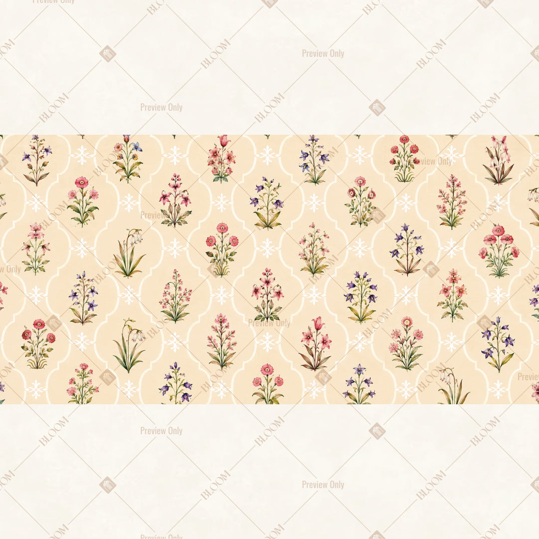 Minimal Floral Pattern Border Wide Backdrop