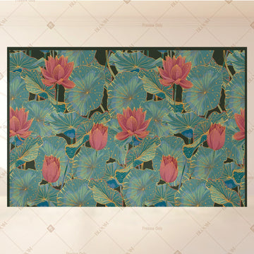 Teal Lotus Garden Portrait Rectangle Backdrop