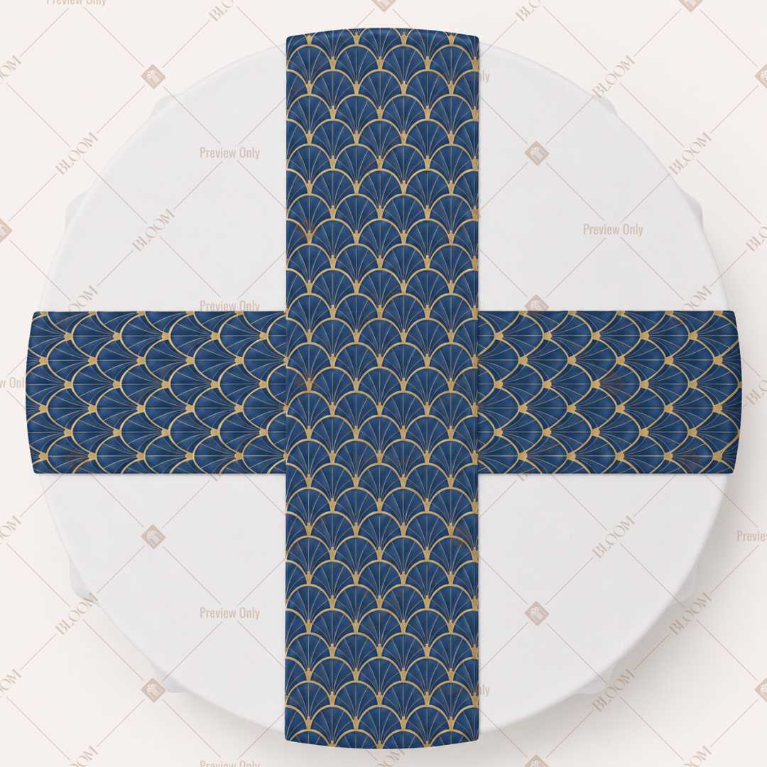 Navy Gold Trellis Table Runner Pack Of 12