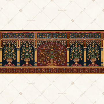 Royal Folk Art Border Pattern Wide Backdrop