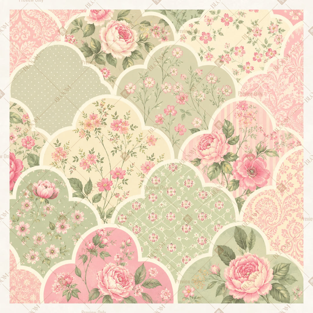 Soft Pink Floral Pattern Square Backdrop