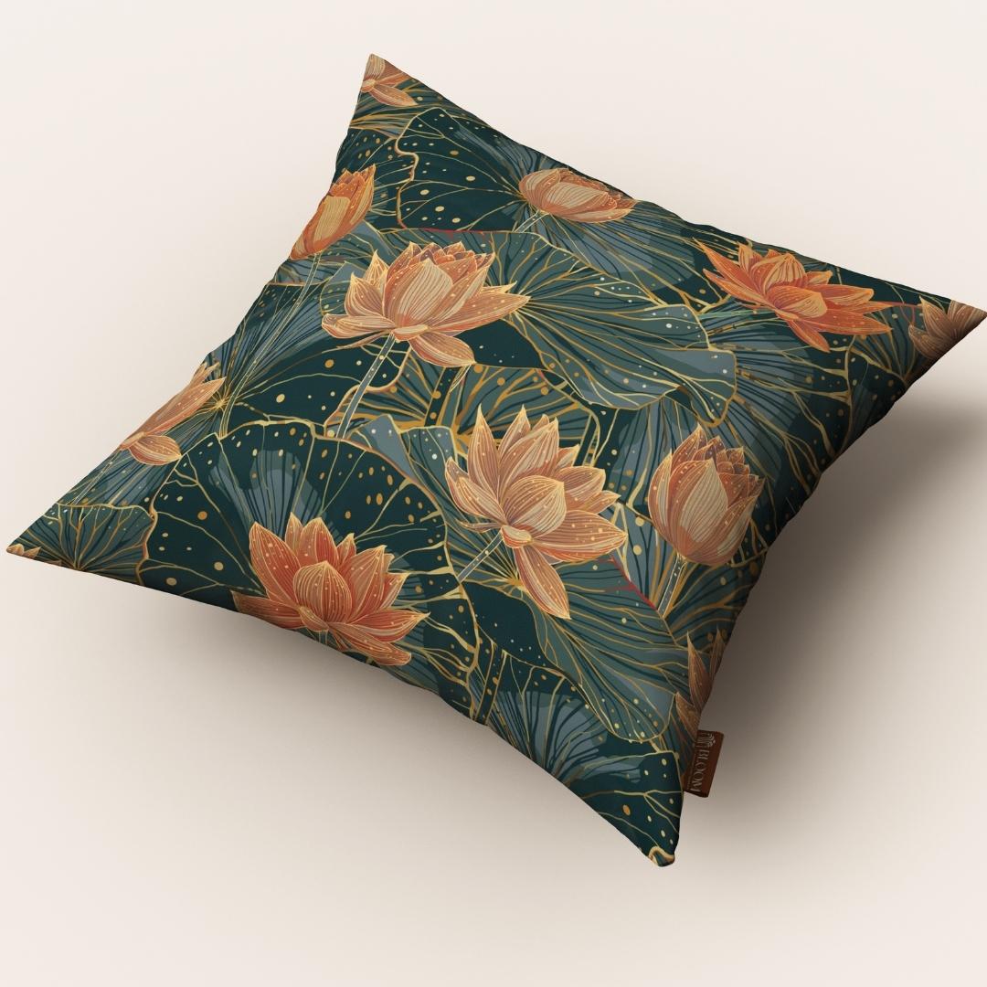 Teal Lotus Gilded: Cushion Cover - Pack of 12