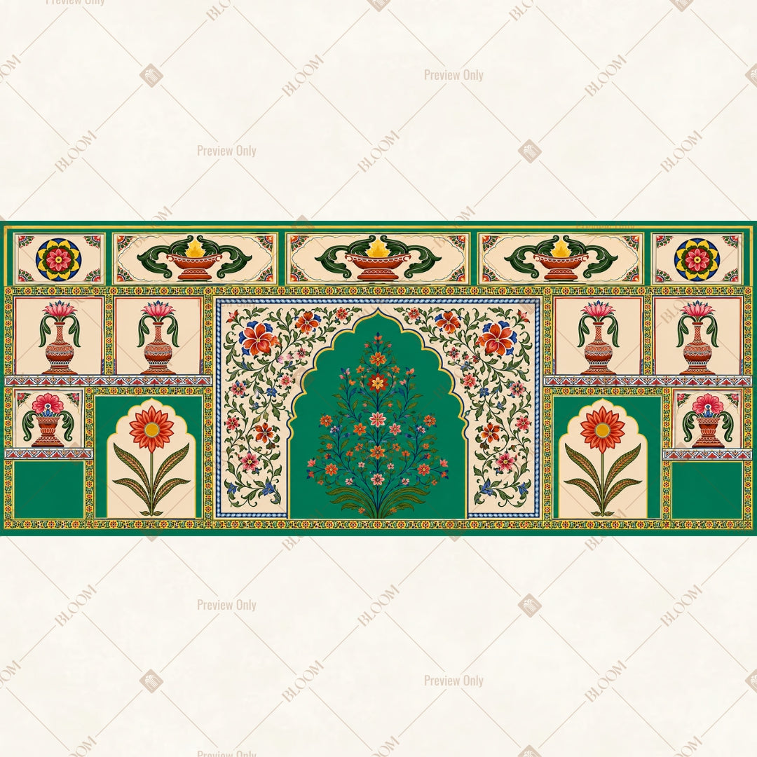 Green Palace Door Pattern Wide Backdrop