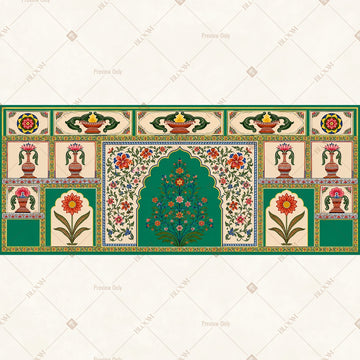 Green Palace Door Pattern Wide Backdrop