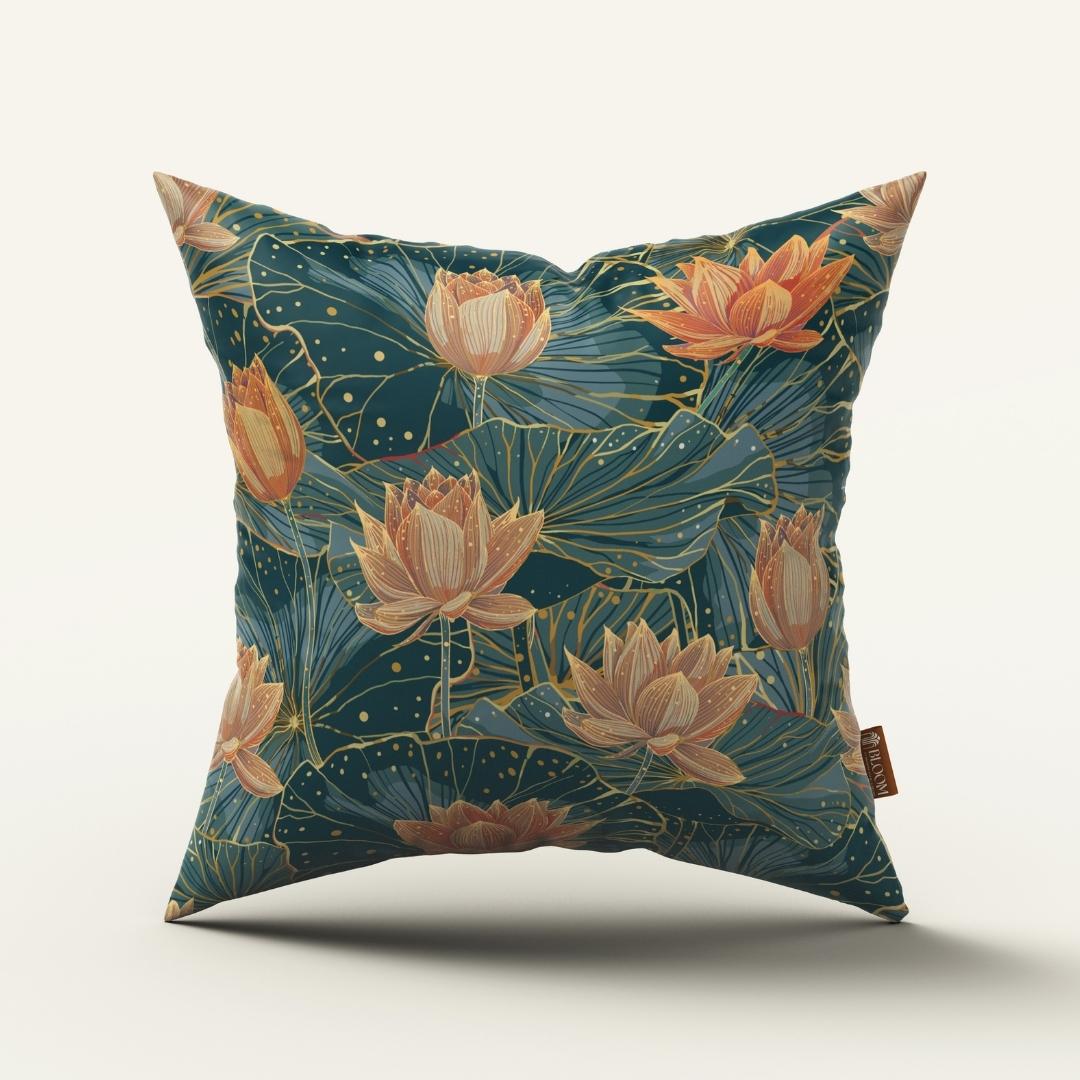 Teal Lotus Gilded: Cushion Cover - Pack of 12