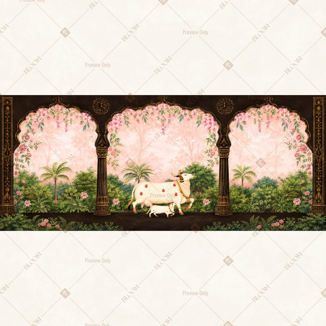 Cherry Blossom Tree Border Wide Backdrop