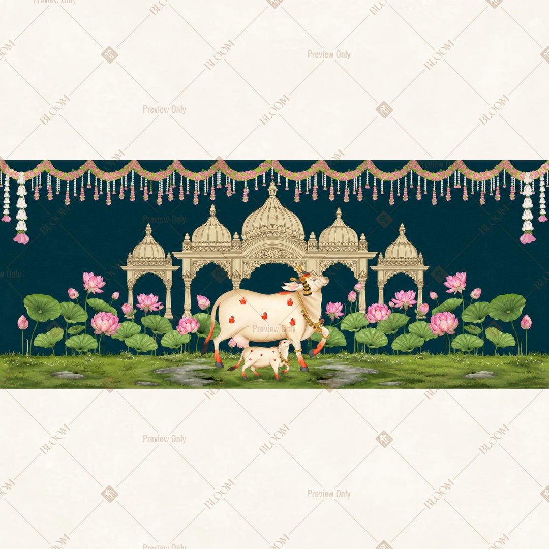 Royal Cow Garden Border Wide Backdrop
