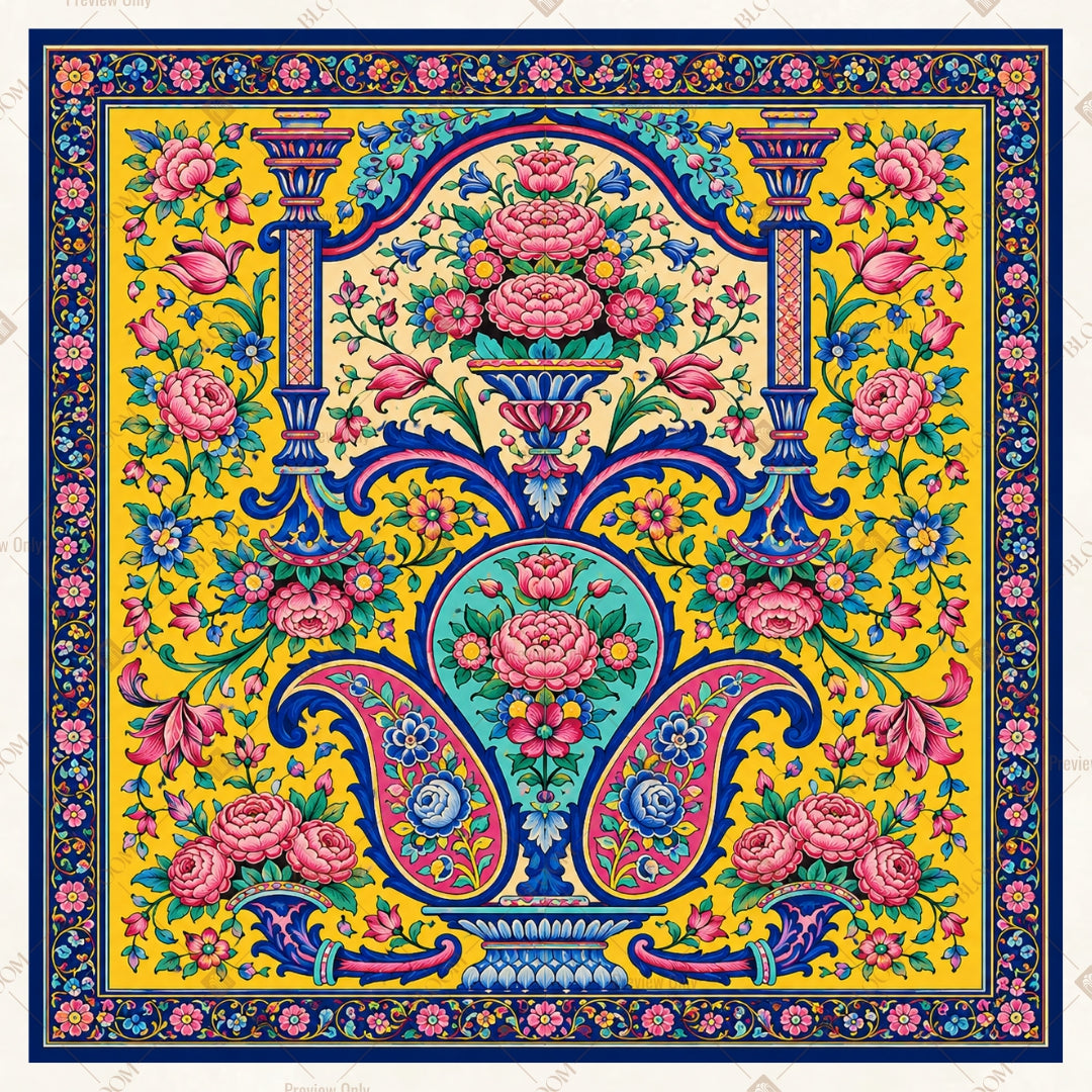 Royal Paisley Folk Pattern Square Backdrop