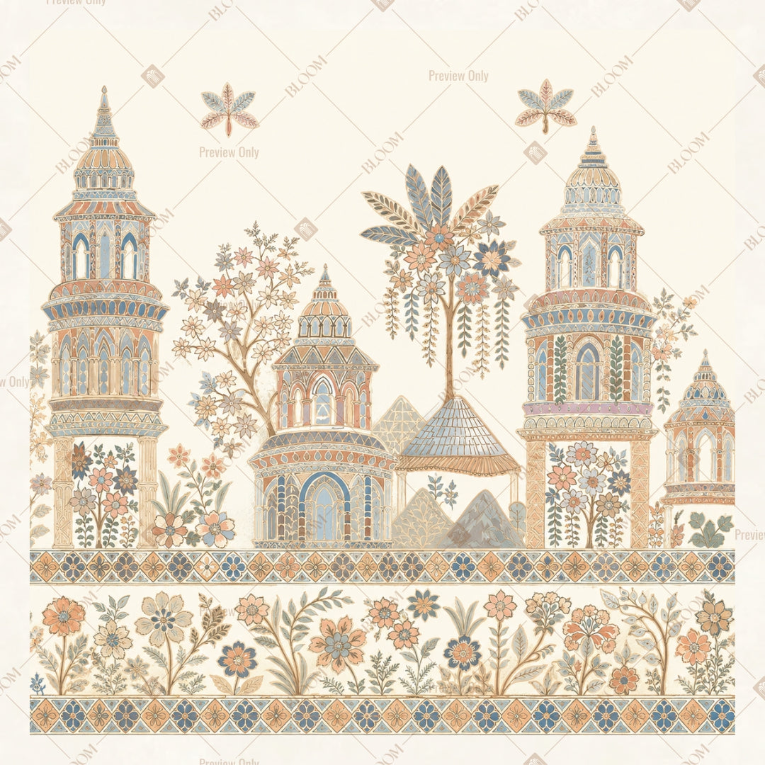 Vintage Palace Skyline Square Backdrop