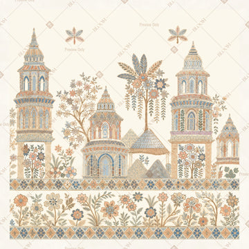 Vintage Palace Skyline Square Backdrop