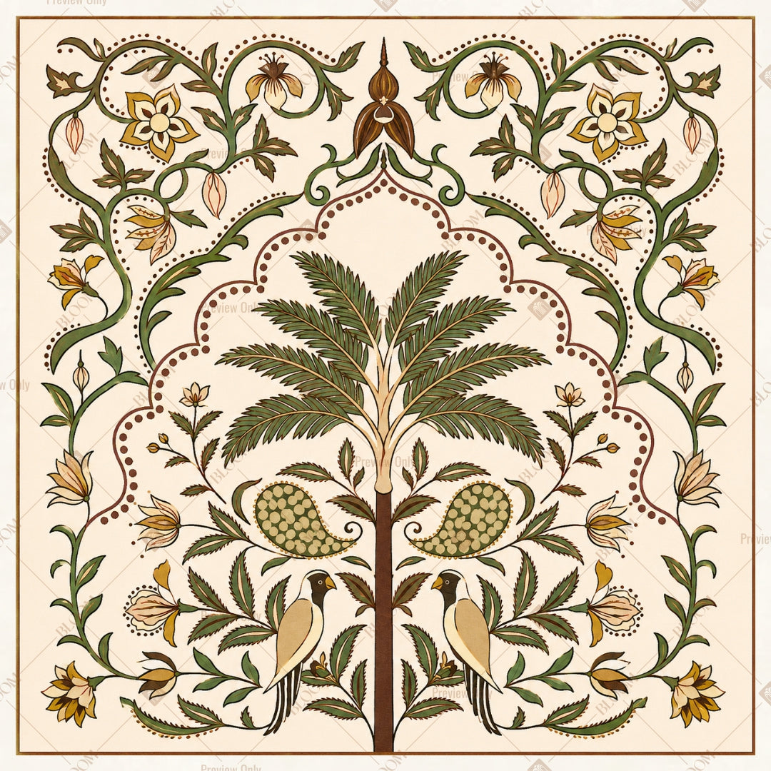 Heritage Palm Tree Pattern Square Backdrop