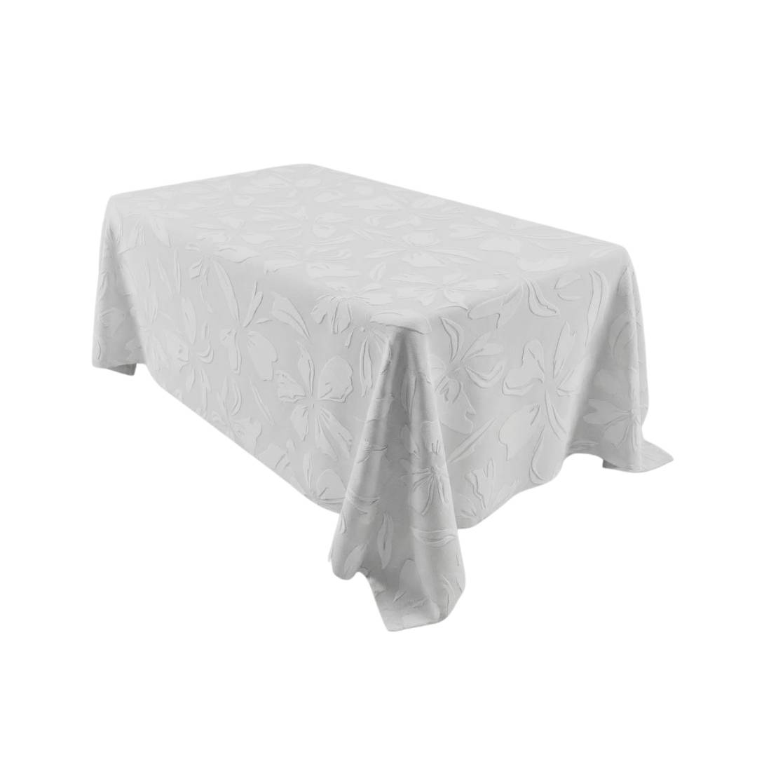 White Embossed Floral Texture Rectangle Table Cover - Pack Of 6