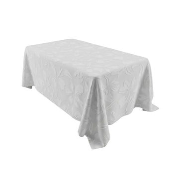 White Embossed Floral Texture Rectangle Table Cover - Pack Of 6