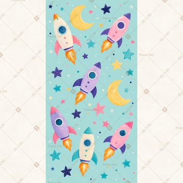 Cute Rocket Space Vertical Backdrop