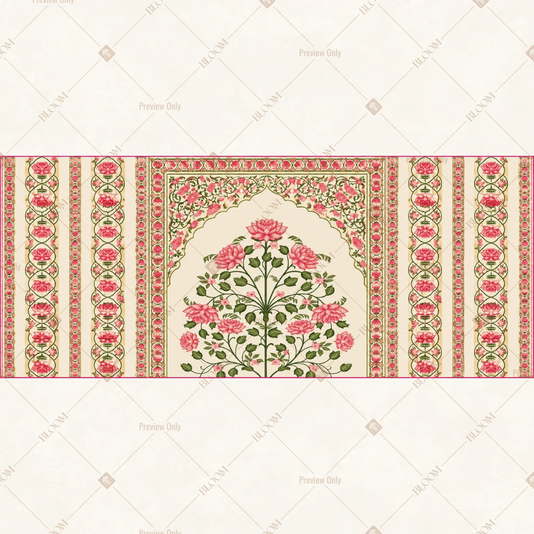 Floral Mughal Arch Border Wide Backdrop