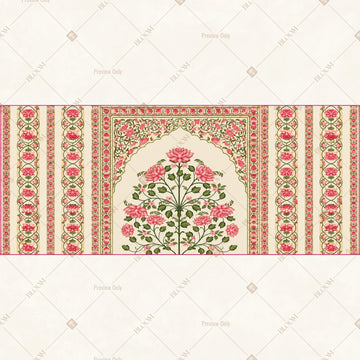 Floral Mughal Arch Border Wide Backdrop