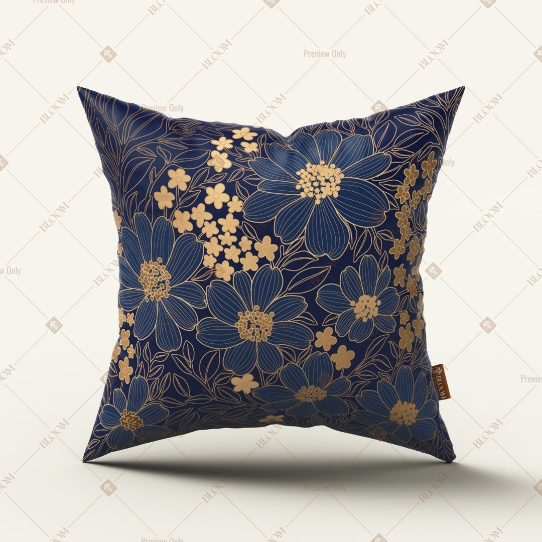 Navy Gold Floral Cushion Cover Pack of 12