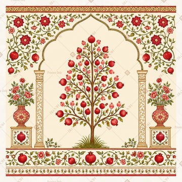 Floral Tree of Life Arch Square Backdrop