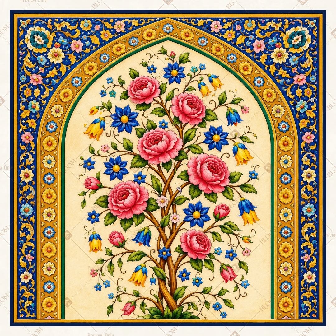 Royal Floral Medallion Pattern Square Backdrop