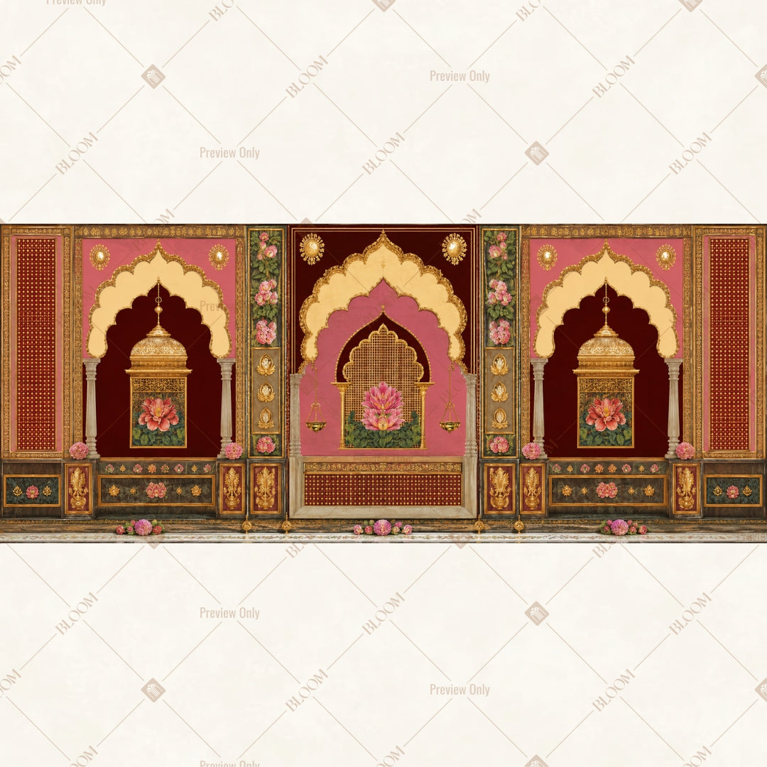 Royal Pink Palace Door Border Wide Backdrop