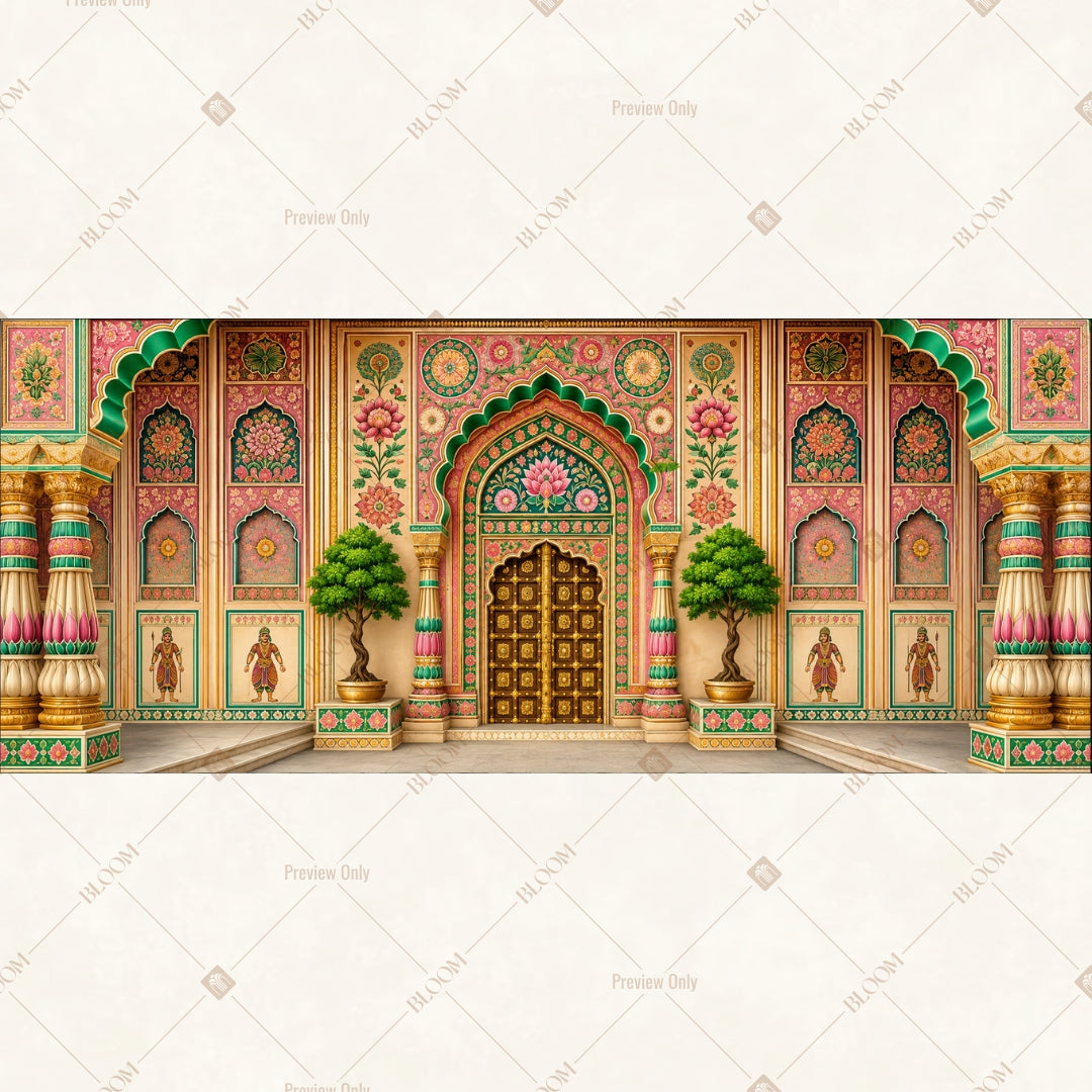 Luxury Palace Entrance Border Wide Backdrop