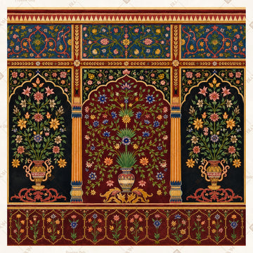 Royal Folk Art Window Pattern Square Backdrop