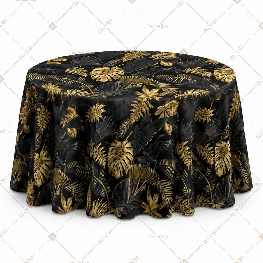 Black Gold Leaf Table Cover Pack Of 6