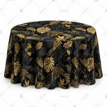 Black Gold Leaf Table Cover Pack Of 6