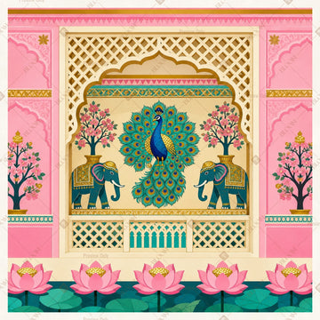 Pink Elephant Garden Pattern Square Backdrop