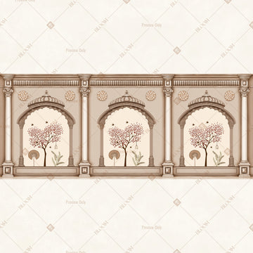 White Mughal Palace Border Wide Backdrop