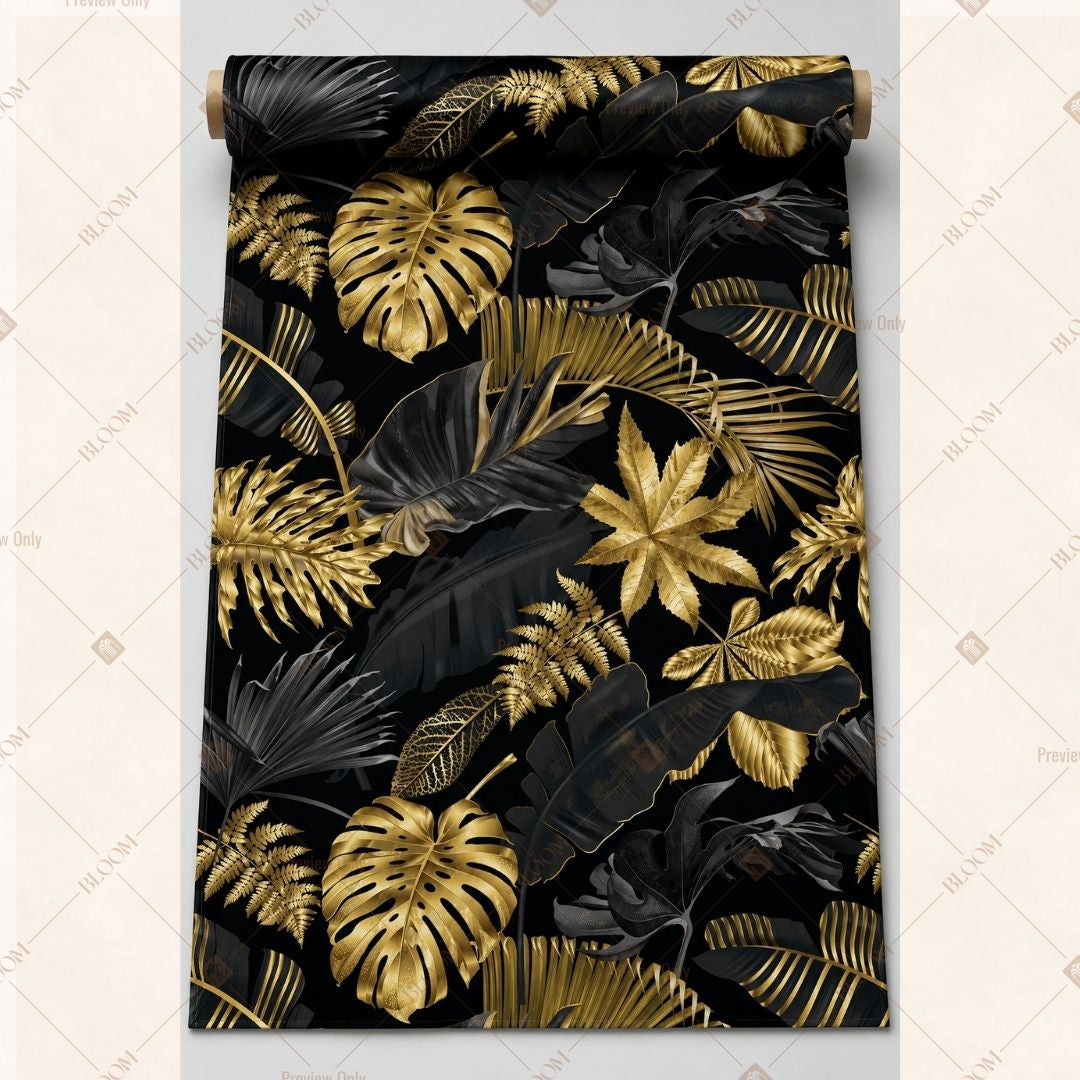 Black Gold Botanical Fabric Roll Pack of 25