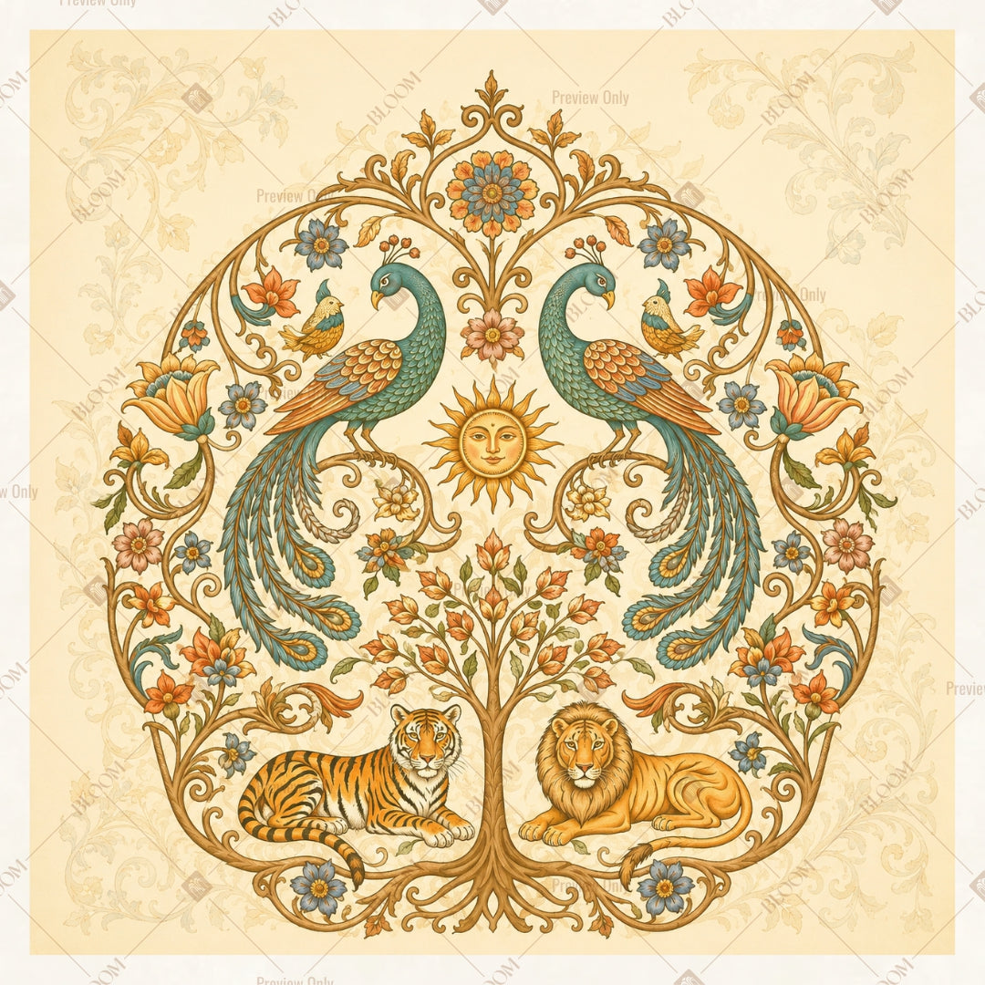 Vintage Floral Mandala Pattern Square Backdrop
