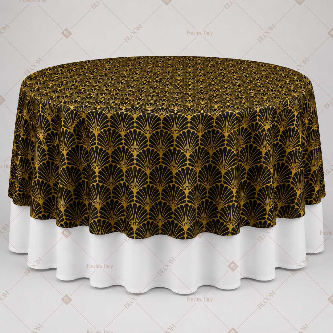 Black Gold Scallop Pattern Table Overlay Pack of 6