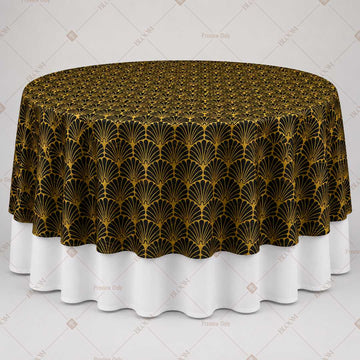 Black Gold Scallop Pattern Table Overlay Pack of 6