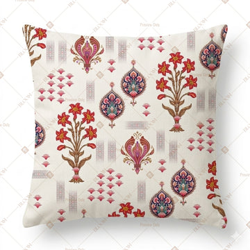 Red Folk Art Floral Cushion Cover Pack of 12