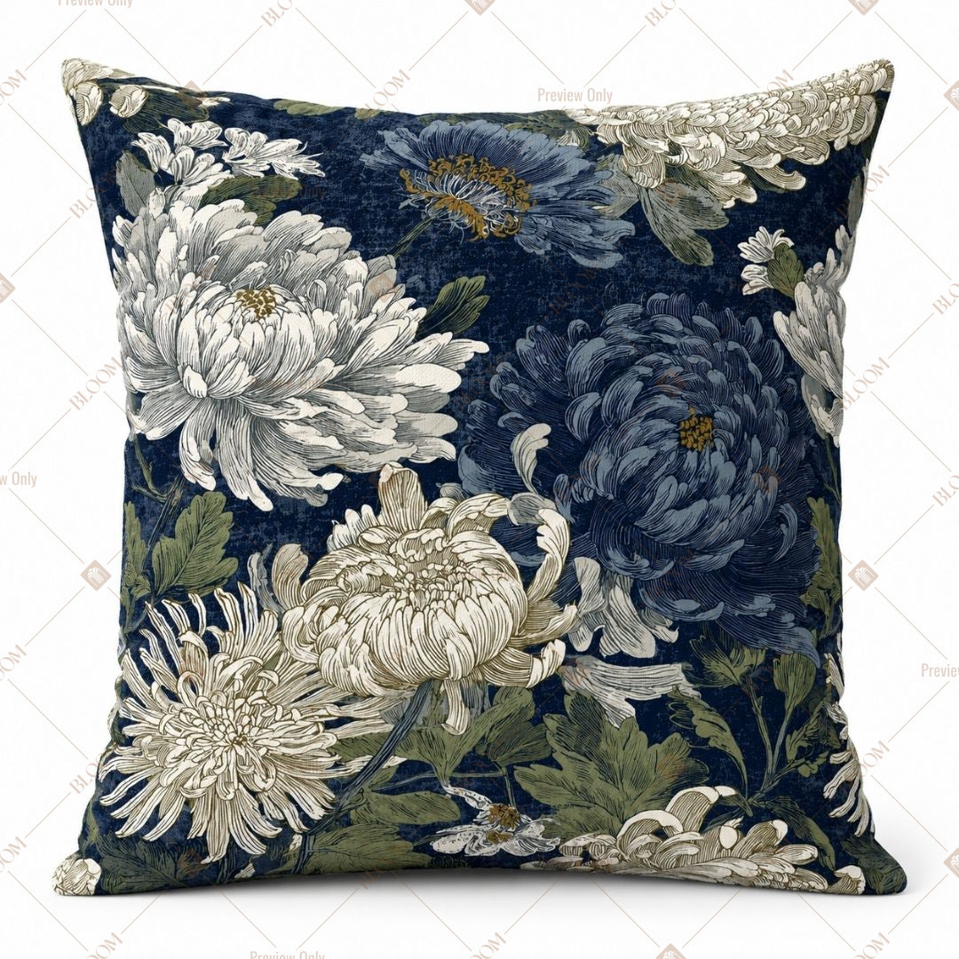 Navy Blue Floral Botanical Cushion Cover Pack of 12