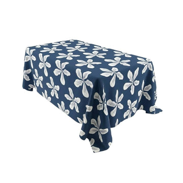 Navy Botanical Bloom Rectangle Table Cover - Pack Of 6