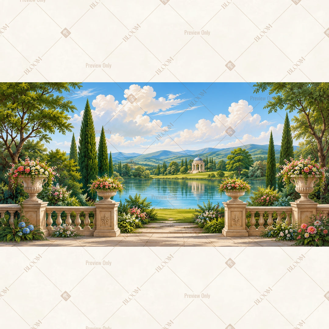 Luxury Palace Garden Panorama Wide Backdrop
