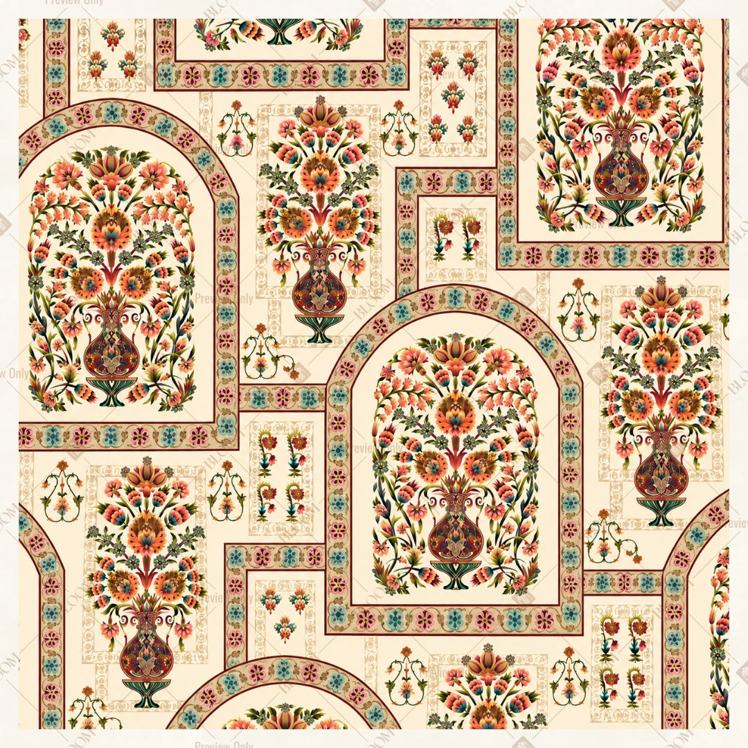 Royal Mughal Window Pattern Square Backdrop