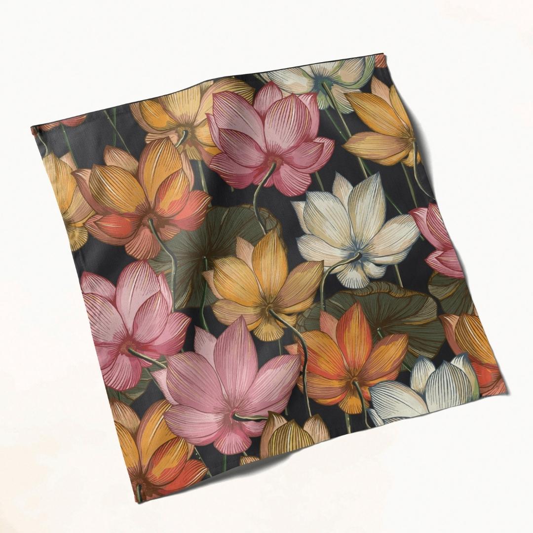 Multicolor Lotus: Napkins 18" X 18" - Pack Of 20