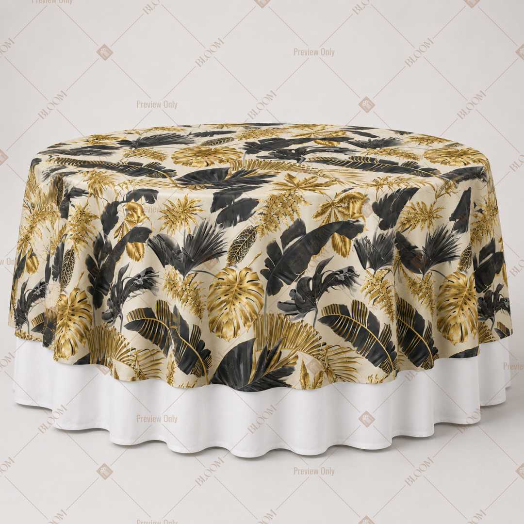 Black Gold Tropical Leaf Table Overlay Pack of 6